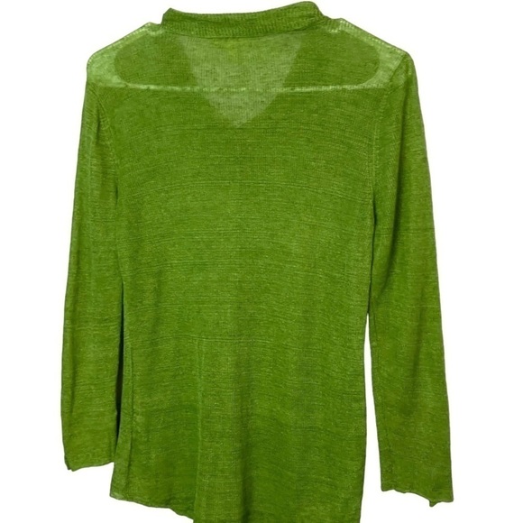 Eileen Fisher 100% Linen Semi Sheer St. Patrick's DAY Green Cardigan - Picture 8 of 10